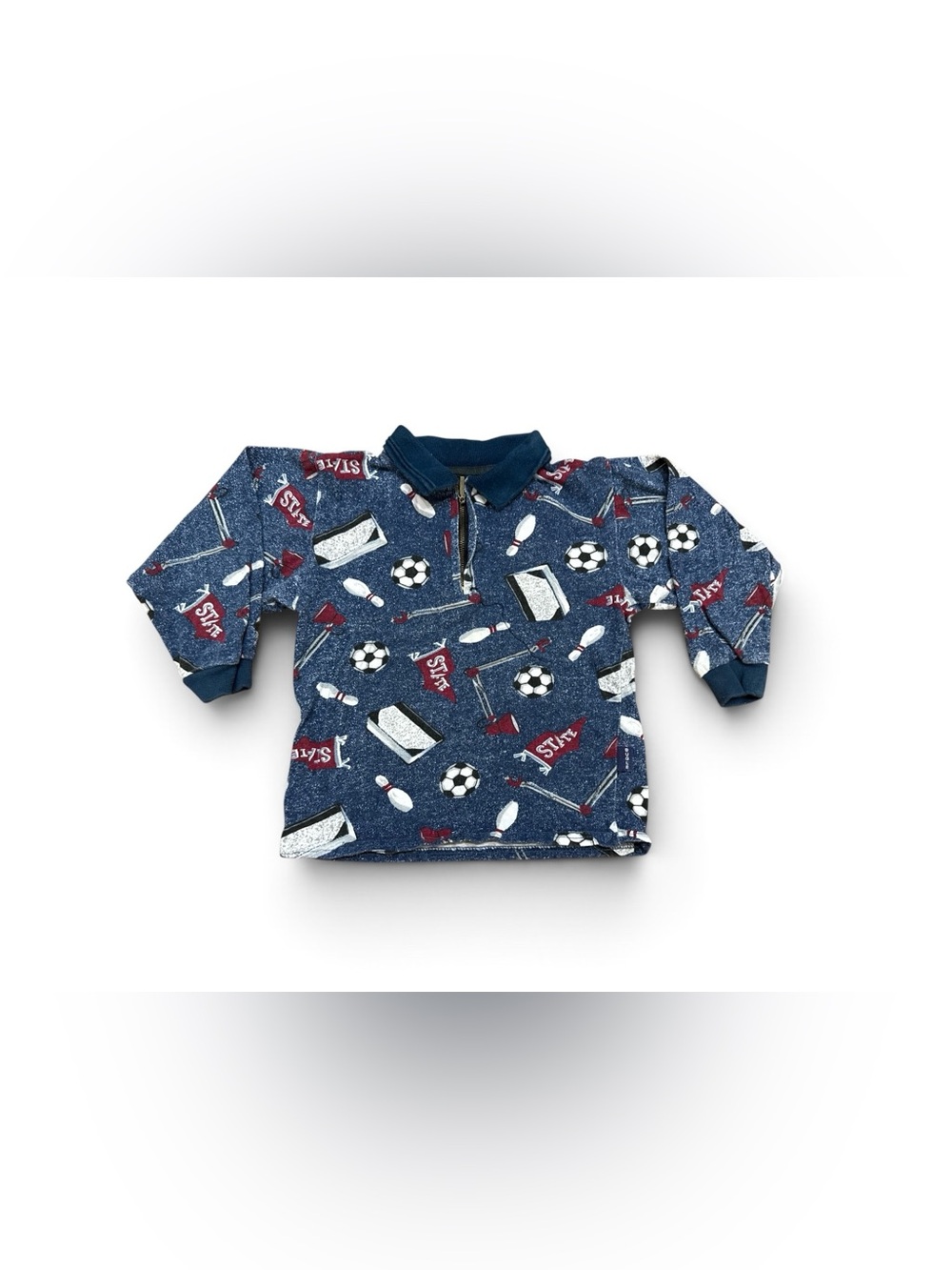 Vintage 90s Bugle Boy Long Sleeve Sports Theme Shirt Boys Size Small